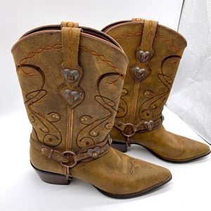 Durango Crush Heartbreaker Brown Leather Pointed Toe Western Boots Women’s 10M